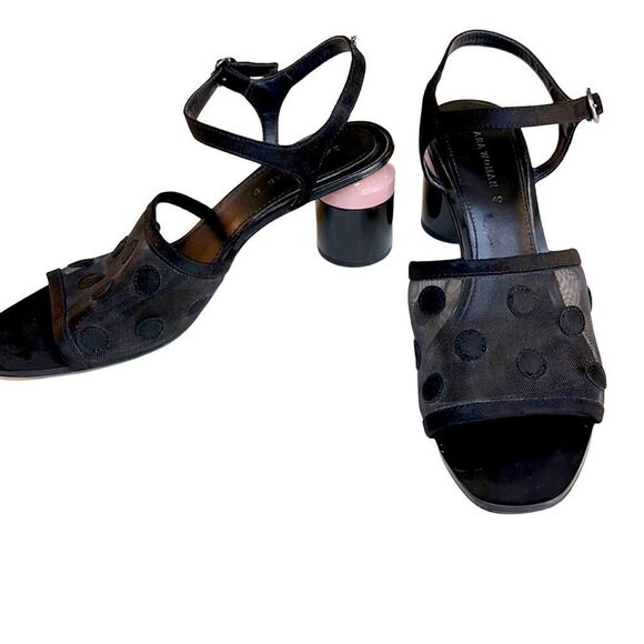 Zara Round Heel Polka Dot Sandals - Picture 3 of 7